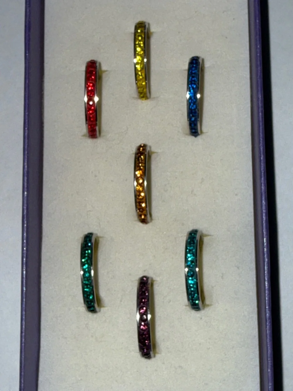 Multicolor Crystal Stackable Band Set - Size 9 - Picture 3 of 6